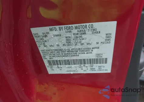 2009 Ford Escape Xlt из США, поврежденный, VIN 1FMCU93G69KC25955